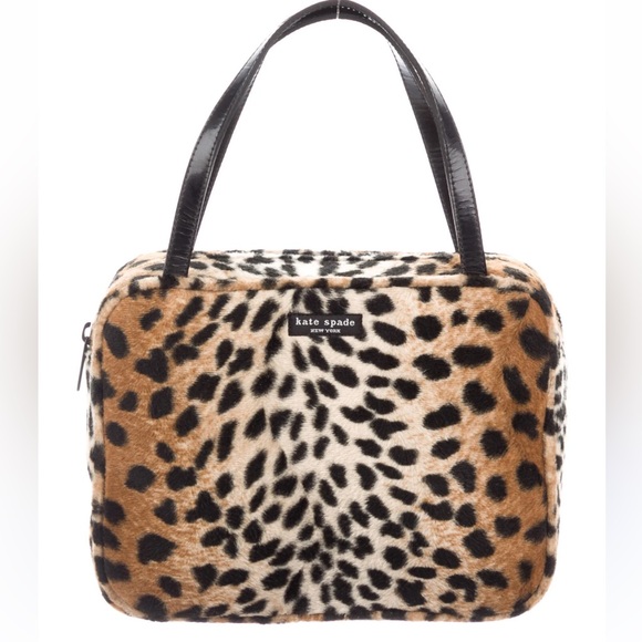 kate spade Handbags - Vintage Kate Spade Faux Fur Leopard Print Mini Handbag
